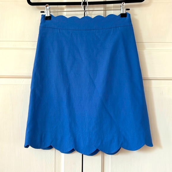 J.MCLAUGHLIN Cameron Skirt Vista Blue Stretch Preppy A-Line Scallop Hem Size 0 - Picture 3 of 11